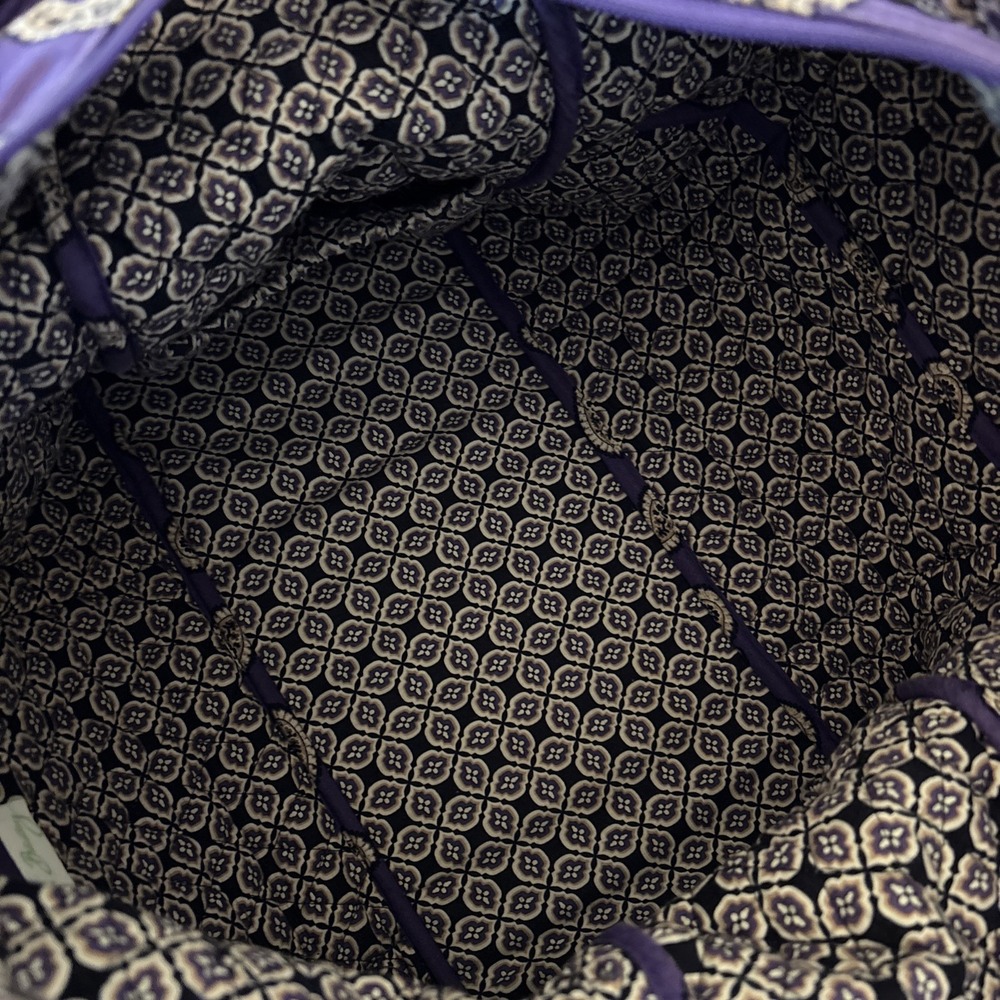 Vera Bradley Tote Bag Purple Paisley Print Large Cotton Tote 20" X 15" X 8" - Picture 9 of 11